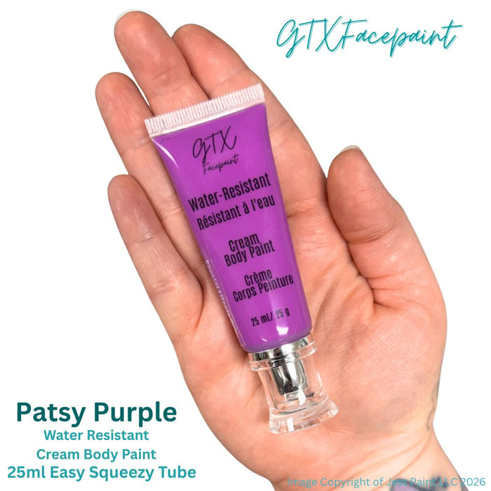 GTX Face Paint | Silicone Based Water Resistant Cream - Neon Patsy Purple 25ml Easy Squeezy Tube (SFX - Non Cosmetic)