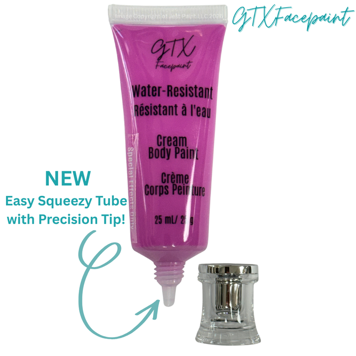 GTX Face Paint | Silicone Based Water Resistant Cream - Neon Patsy Purple 25ml Easy Squeezy Tube (SFX - Non Cosmetic)
