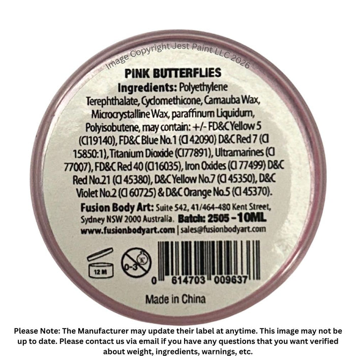 Fusion Body Art | Glitter Creams - PINK BUTTERFLIES 10mL