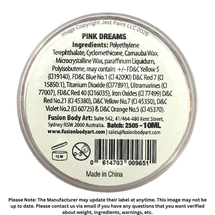 Fusion Body Art | Glitter Creams - PINK DREAMS 10mL