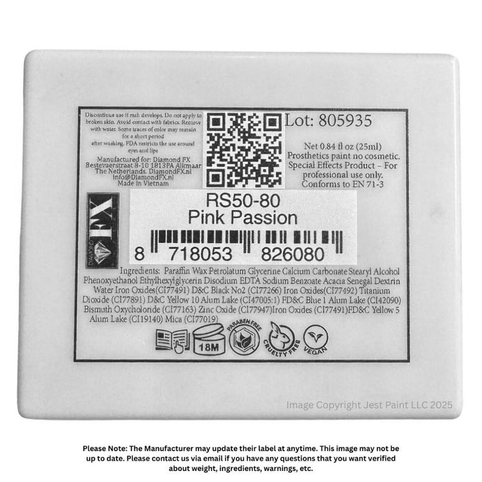DFX Paint Rainbow Cake - LARGE PINK PASSION - (RS50-80) Approx. NET 0.84 Fl oz / 25ml #28 (SFX - Non Cosmetic)