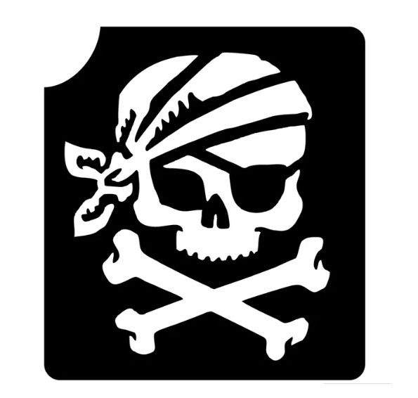 Art Factory | Glitter Tattoo Stencil - (513) Pirate Skull w/ Cross Bones - 5 Pack - #191