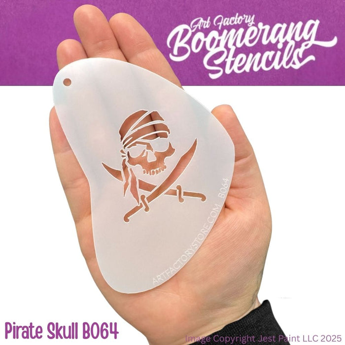 Art Factory - Boomerang Face Painting Stencil - Pirate Skull (B064)