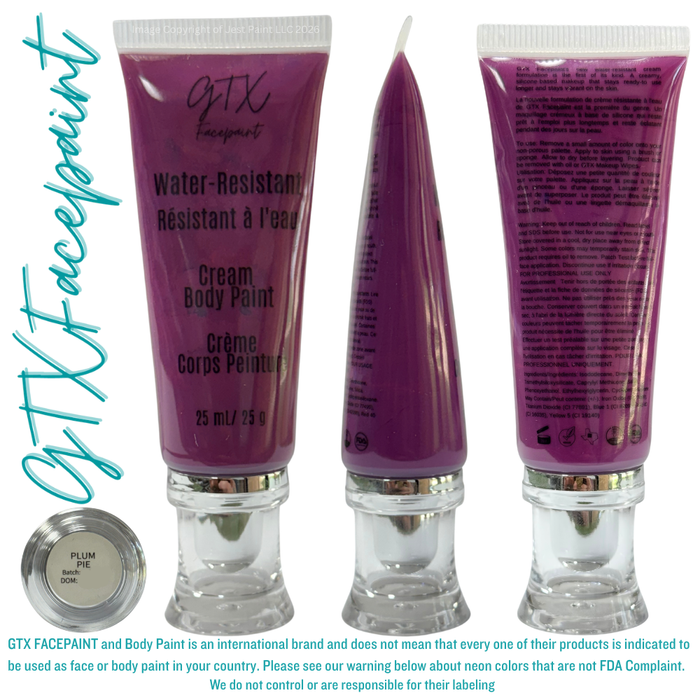 GTX Face Paint | Silicone Based Water Resistant Cream - Plum Pie Purple - 25ml Easy Squeezy Tube