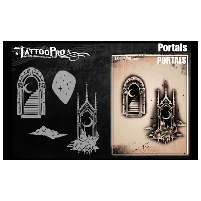 Tattoo Pro 197 | Air Brush Body Painting Stencil - Portals