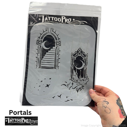 Tattoo Pro 197 | Air Brush Body Painting Stencil - Portals
