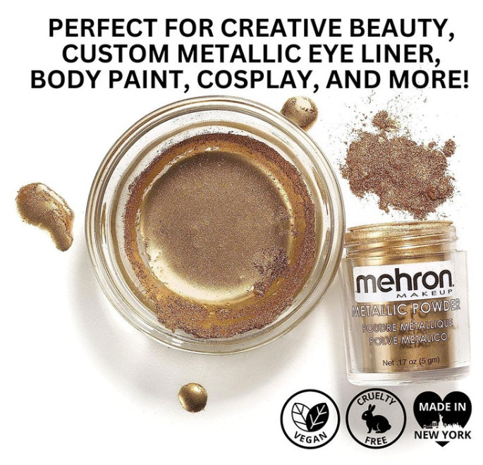 Mehron | Metallic  Face Painting Powder w/Mixing Liquid (carded) - GOLD