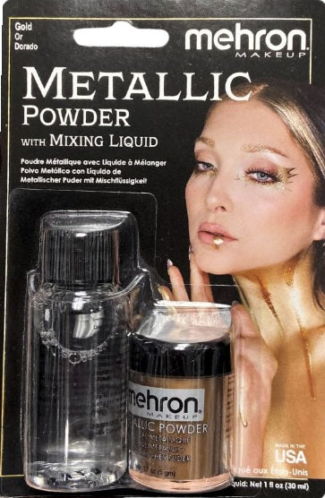 Mehron | Metallic  Face Painting Powder w/Mixing Liquid (carded) - GOLD
