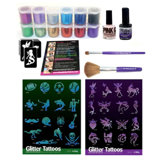 Art Factory | PRO 160 Glitter Tattoo Kit - Boys Rule and Girl Power with 160 Stencils