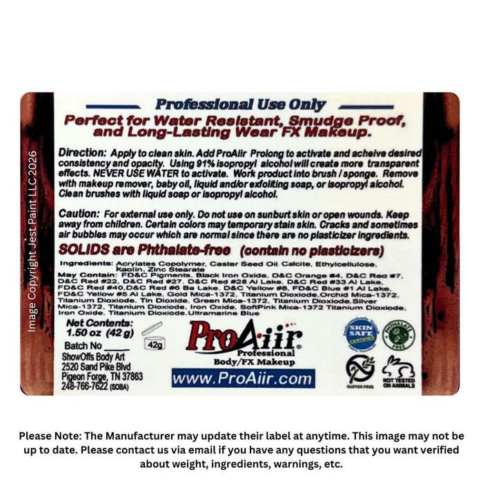 ProAiir Solids | Hybrid Water Resistant Face Paint - TRAUMA Palette with 1 oz ProLong - While Supplies Last!
