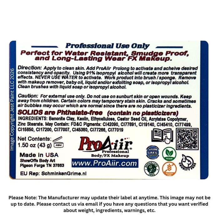 ProAiir Solids | Hybrid Water Resistant Face Paint  - Tropical Palette with 1 oz ProLong Activator