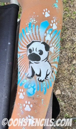 Ooh! Face Painting Stencil | PUG Puppy Dog (T49)