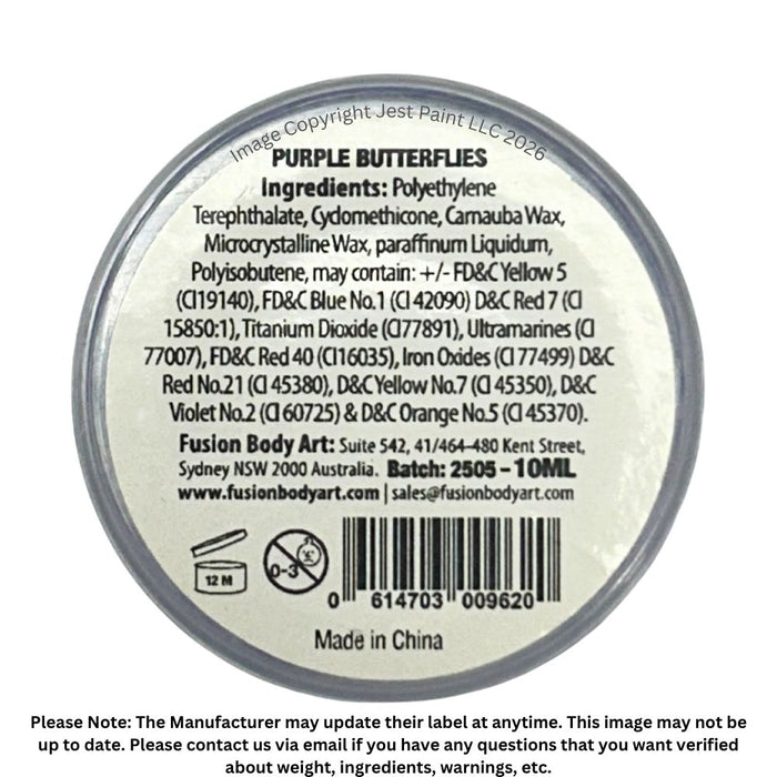 Fusion Body Art | Glitter Creams - PURPLE BUTTERFLIES 10mL