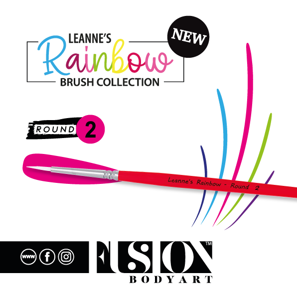 Leanne's Rainbow | Face Painting Brush with White Tacklon Bristles - Round #2