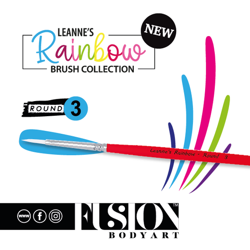 Leanne's Rainbow | Face Painting Brush White Taklon Bristles - Round #3