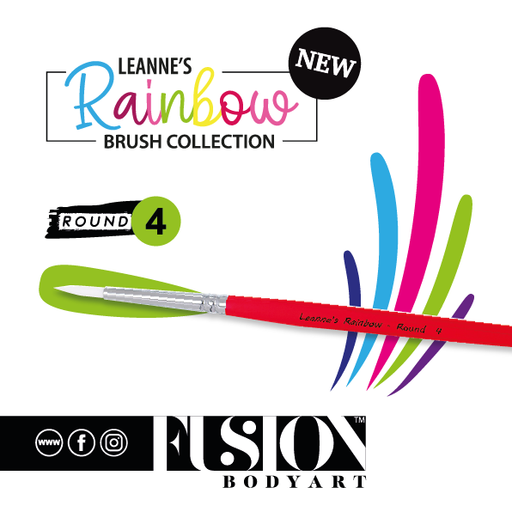 Leanne's Rainbow | Face Painting Brush White Taklon Bristles - Round 4