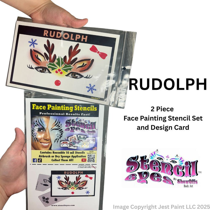 Stencil Eyes - Face Painting Stencil - Rudy Reindeer