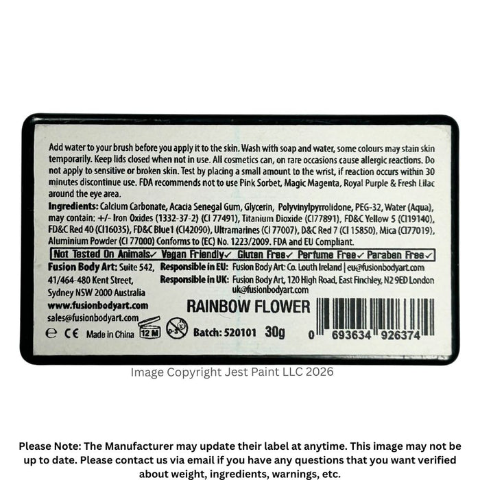 Fusion Body Art Face Paint | Split Cake | Rainbow Flower by Leanne Courtney 30gr