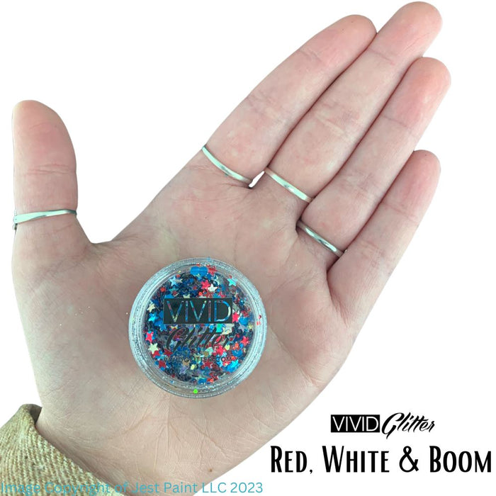 VIVID Glitter | LOOSE Chunky Hair and Body Glitter - Red White and Boom (7.5gr)