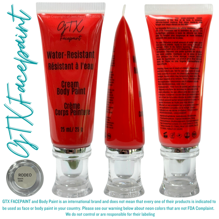 GTX Face Paint | Silicone Based Water Resistant Cream -  Rodeo Red  - 25ml Easy Squeezy Tube