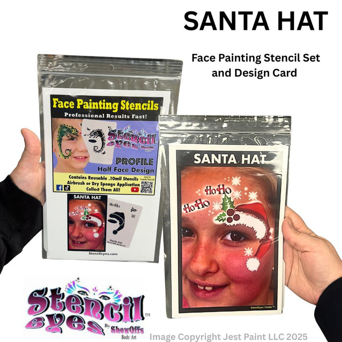 Stencil Eyes / Profiles - Face Painting Stencil - Santa Hat