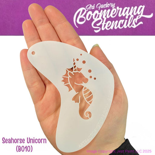 Art Factory - Boomerang Face Painting Stencil - Seahorse Unicorn (B010)