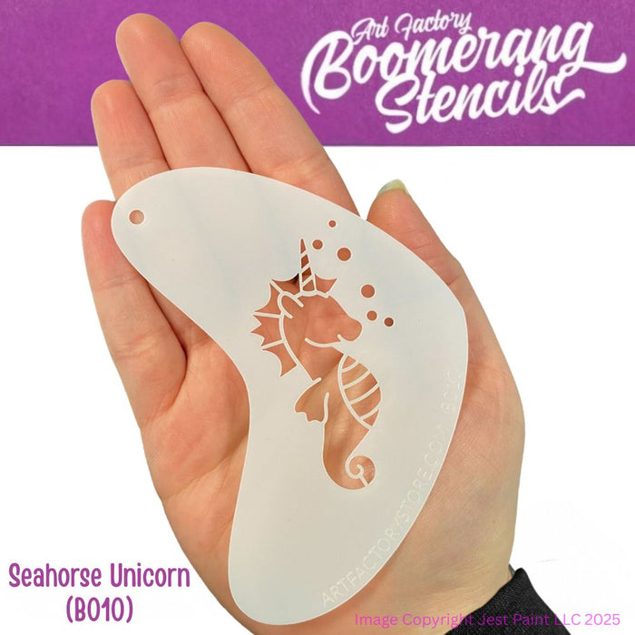 Art Factory - Boomerang Face Painting Stencil - Seahorse Unicorn (B010)
