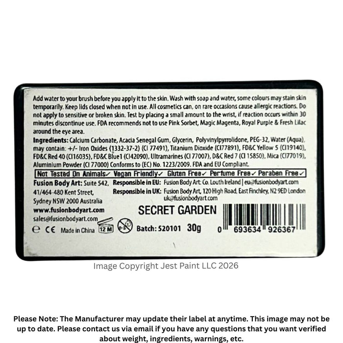 Fusion Body Art Face Paint | Split Cake | Secret Garden by Leanne Courtney 30gr