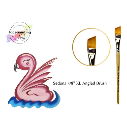 Face Painting Hub  | Face Painting Brush - Short Handle and Long Bristles - SEDONA XL - 5/8" Angle