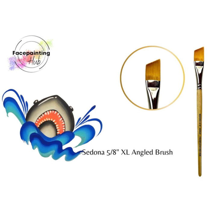 Face Painting Hub  | Face Painting Brush - Short Handle and Long Bristles - SEDONA XL - 5/8" Angle