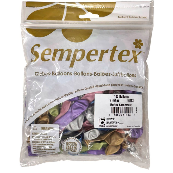 Sempertex Batallatex | Latex Balloons - 5" ROUND REFLEX Assortment - 100ct  (51153)
