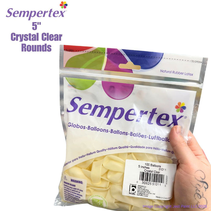 Sempertex Batallatex | Latex Balloons - 5" ROUND CRYSTAL CLEAR Assortment - 100ct  (51011)