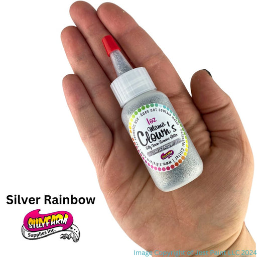 Mama Clown's Famous Glittter | Face Paint Glitter Poof - Opaque Holographic Silver Rainbow (1oz)
