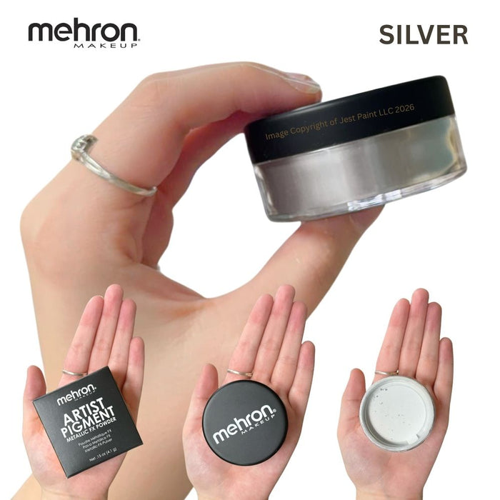 Mehron | Metallic FX Powder - Artist Pigment - SILVER - 0.15 oz / 4.1gr
