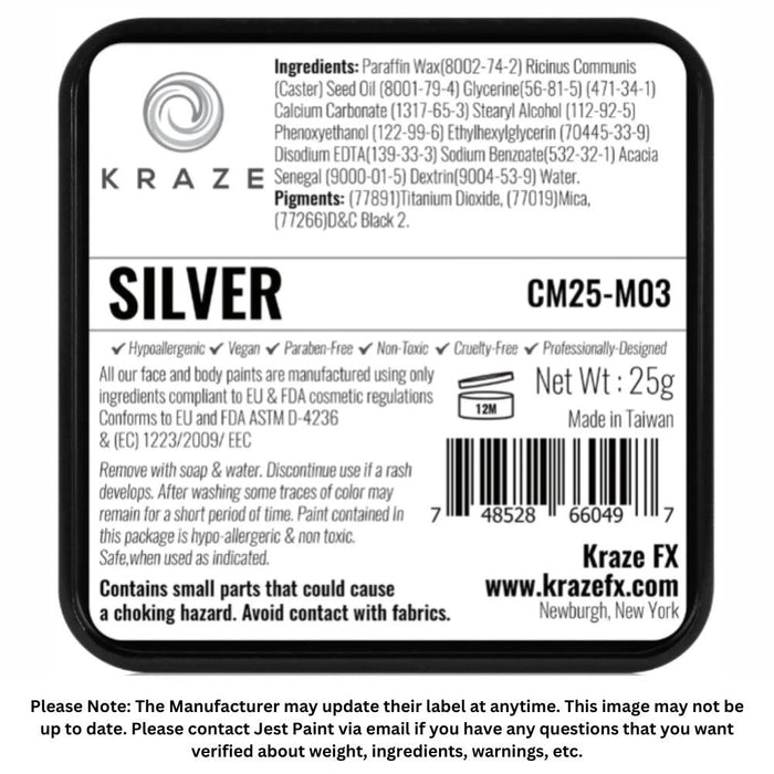 Kraze FX Face and Body Paints | Metallic Silver 25gr