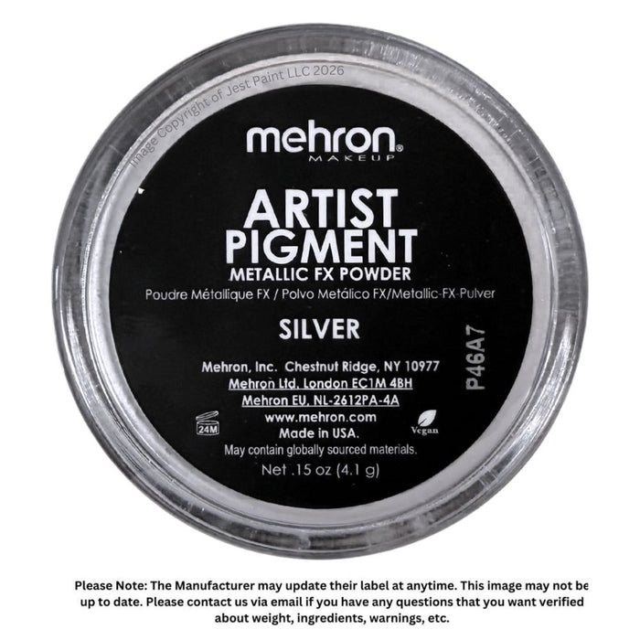 Mehron | Metallic FX Powder - Artist Pigment - SILVER - 0.15 oz / 4.1gr