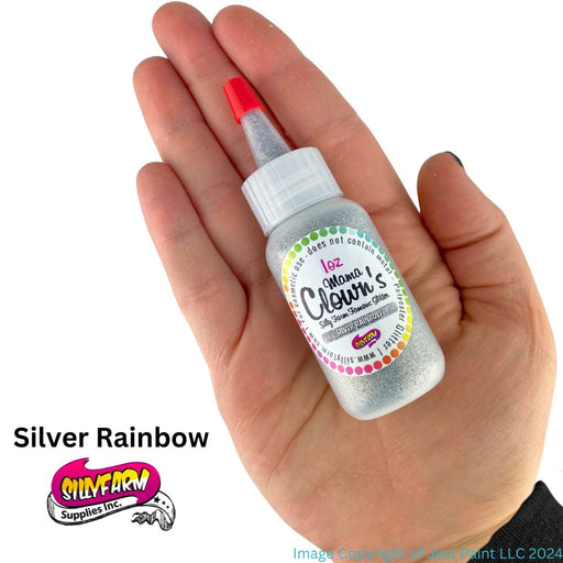 Mama Clown's Famous Glittter | Face Paint Glitter Poof - Opaque Holographic Silver Rainbow (1oz)