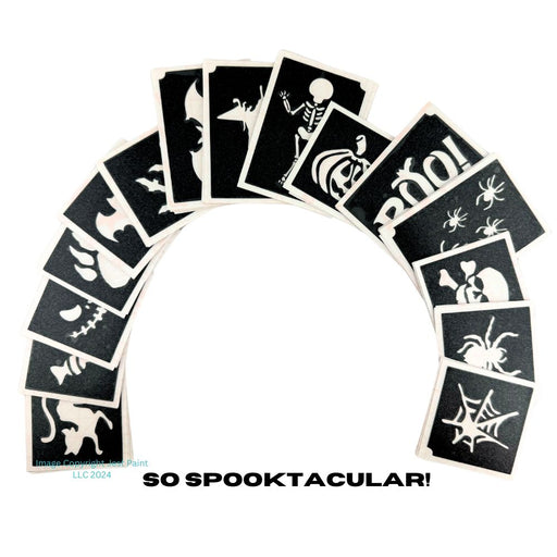 Glimmer Body Art |  Soo Spooktacular Set - 75 Halloween Glitter Tattoo Stencils with Poster