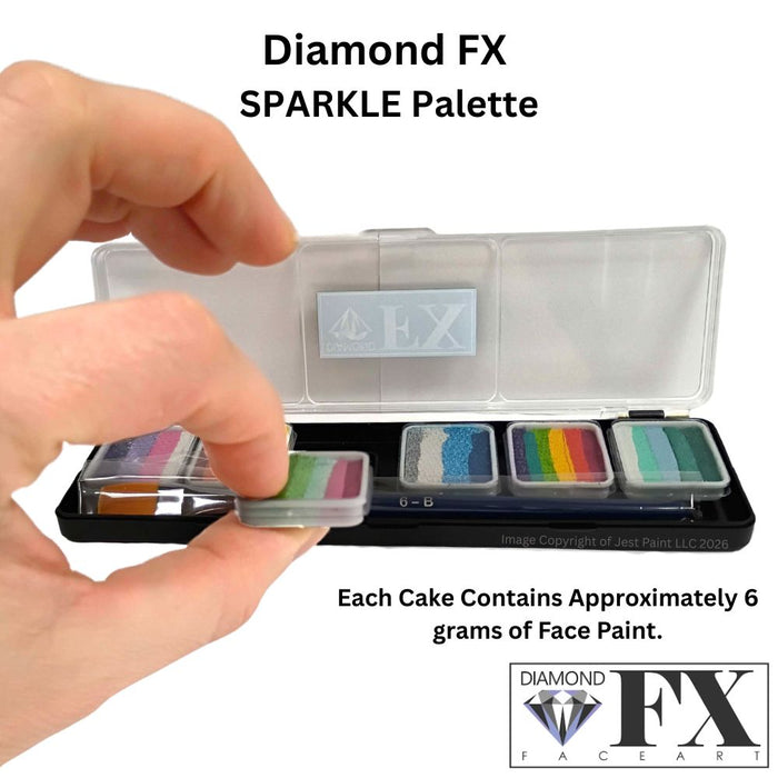 Diamond FX Face Paint | 6 x 6gr Split Cake Palette - Matte / Metallic Colors- SPARKLE
