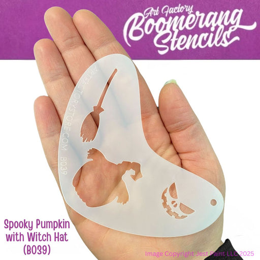 Art Factory | Boomerang Face Painting Stencil - Spooky Pumpkin w/ Witch Hat (B039) - While Supplies Last!