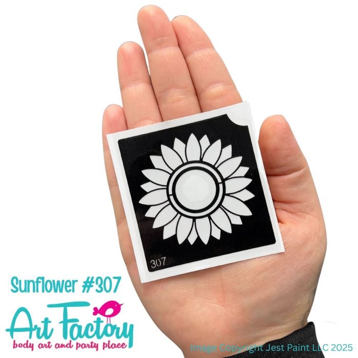 Art Factory | Glitter Tattoo Stencil - (307) Sunflower - 5 Pack - #156