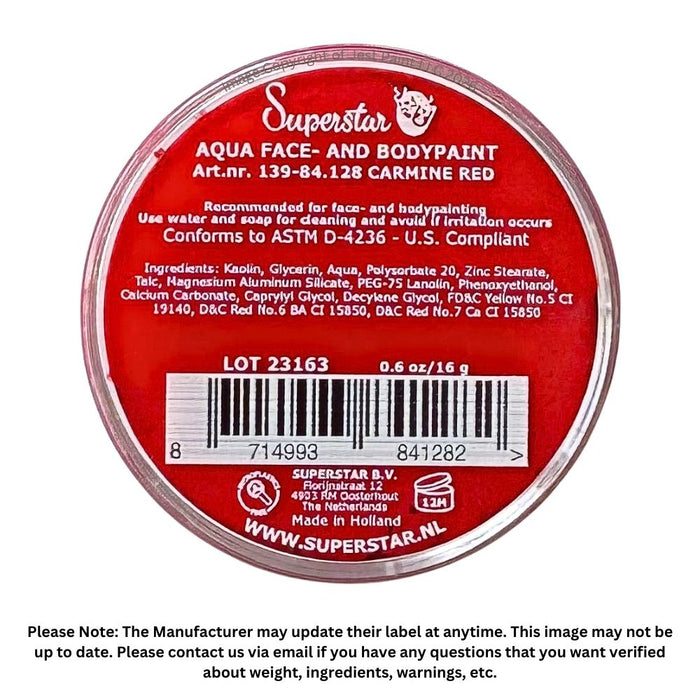 Superstar Face Paint | Carmine Red 128 - 16gr