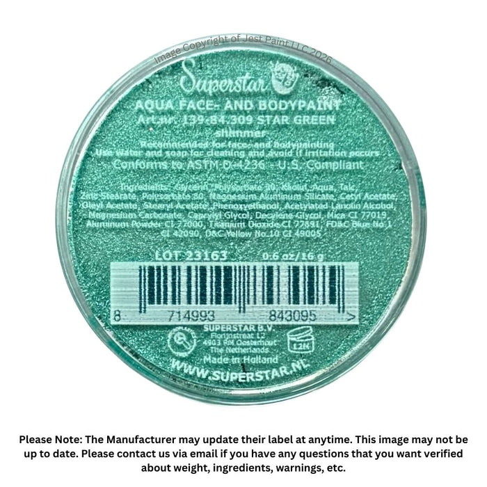 Superstar Face Paint | Star Green Shimmer 309 - 16gr