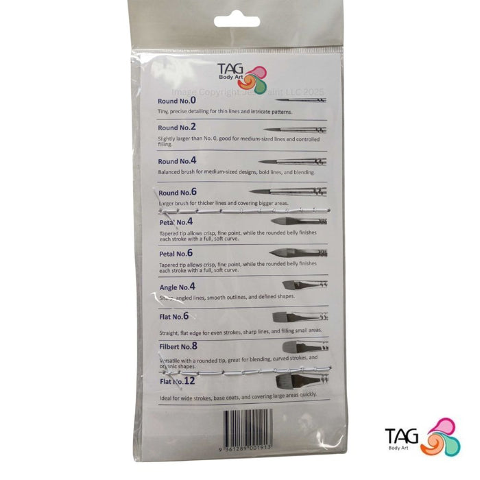 TAG | Face Painting Brushes - 10 Piece Brush Set