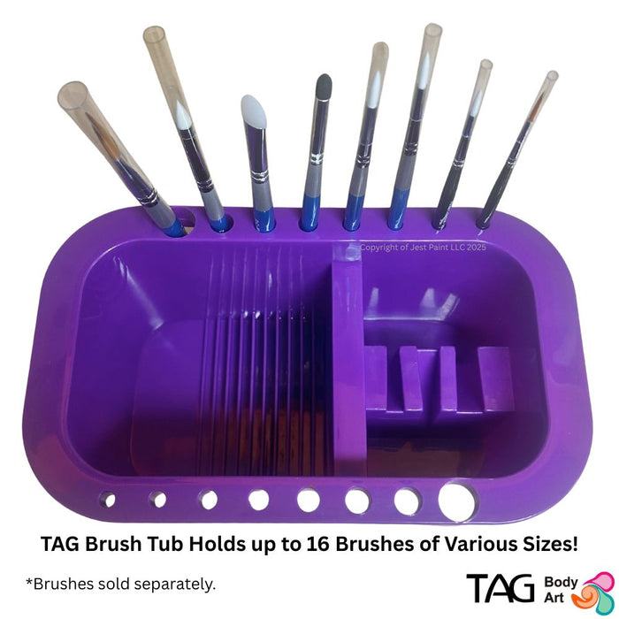 TAG Body Art | Face Painting Brush Washer - Purple Rectangular Brush Tub