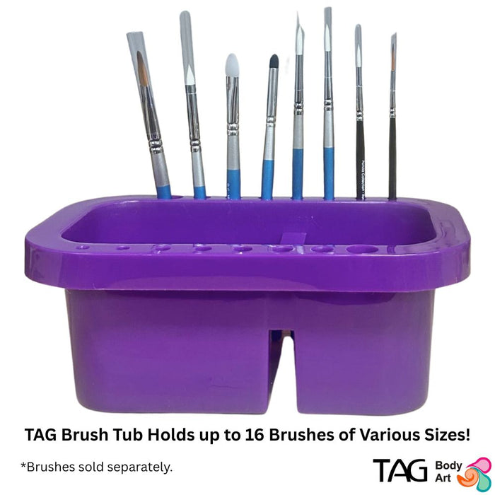 TAG Body Art | Face Painting Brush Washer - Purple Rectangular Brush Tub