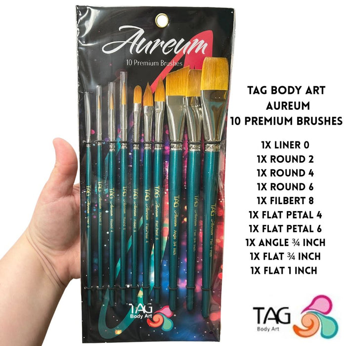 TAG | Face Painting Brushes - AUREUM Premium 10 Piece Brush Set
