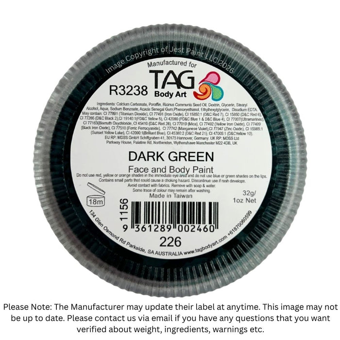 TAG Face Paint - Dark Green  32g