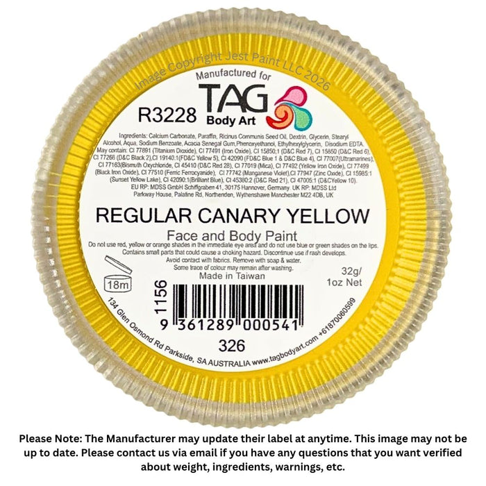TAG Face Paint - Canary Yellow  32g