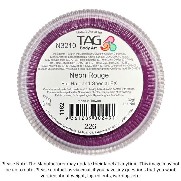 TAG Paint - Neon Rouge 32gr (SFX - Non Cosmetic)
